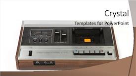  Presentation with cassette - Slides featuring vintage cassette tape recording device background and a white colored foreground