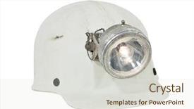  Presentation with mining - Cool new presentation theme with vintage caving and mining hard backdrop and a sky blue colored foreground