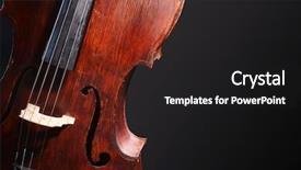  Presentation with dark vintage wood table texture - Slide deck having vintage cello on dark background background and a dark gray colored foreground