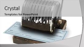  Presentation with clipping - Colorful presentation theme enhanced with vintage check printing maching backdrop and a light gray colored foreground