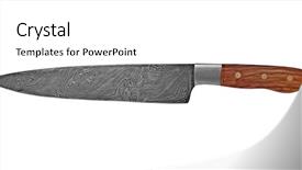 Presentation with damascus steel - Theme consisting of vintage chef damascus steel knife background and a white colored foreground