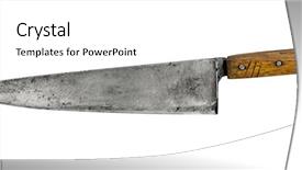  Presentation with chef - Cool new PPT theme with vintage chef kitchen knife isolated backdrop and a white colored foreground