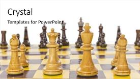  Presentation with chess board - Slide deck featuring vintage chess set with worn board close up background and a white colored foreground