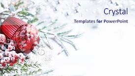  Presentation with fade blue painted red white - PPT theme having vintage christmas decoration on white background and a sky blue colored foreground