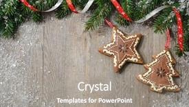  Presentation with vintage christmas - Theme with vintage christmas decoration over old wooden background background and a gray colored foreground