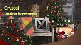  Presentation with vintage christmas - Beautiful presentation featuring vintage christmas decoration over old backdrop and a tawny brown colored foreground