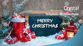  Presentation with christmas scene lantern - PPT theme having vintage christmas decoration with lantern background and a gray colored foreground