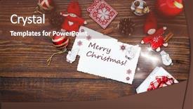  Presentation with vintage christmas - Cool new slide set with vintage christmas decorations and cards with copyspace on wooden background backdrop and a tawny brown colored foreground