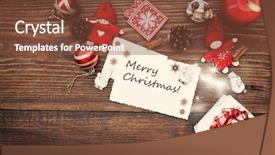  Presentation with vintage christmas - Amazing slide deck having vintage christmas decorations and cards with copyspace on wooden background backdrop and a tawny brown colored foreground