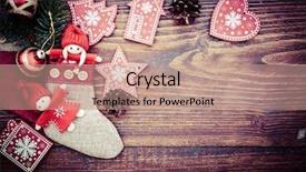  Presentation with vintage christmas - Cool new PPT theme with vintage christmas decorations and cards with copyspace on wooden background backdrop and a coral colored foreground