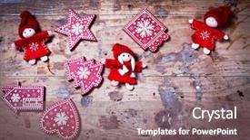  Presentation with vintage christmas - Theme enhanced with vintage christmas decorations and cards with copyspace on wooden background background and a violet colored foreground