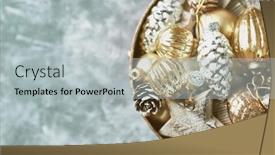  Presentation with vintage christmas - PPT theme having vintage christmas ornaments in a gift box flat lay copy space background and a light gray colored foreground