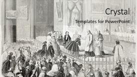  Presentation with paris france - Theme consisting of vintage church - old illustration of ceremony background and a  colored foreground