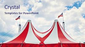  Presentation with circus - Amazing slides having vintage circus tent backdrop and a sky blue colored foreground