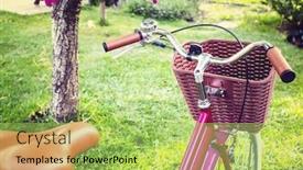  Presentation with garden city - Slide set with vintage-city-bike-parked background and a yellow colored foreground