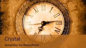  Presentation with vintage clock - Beautiful presentation theme featuring vintage clock face hands wood backdrop and a gold colored foreground