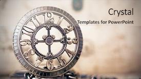  Presentation with vintage clock - PPT theme featuring vintage clock on antique map background and a lemonade colored foreground