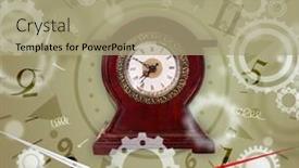  Presentation with vintage clock - Amazing PPT theme having vintage-clock-with-numbers-comming backdrop and a mint green colored foreground