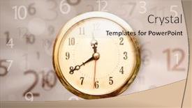  Presentation with vintage clock - Colorful slide deck enhanced with vintage clock with numbers comming out on the side backdrop and a soft green colored foreground