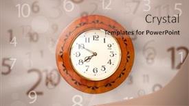  Presentation with vintage clock - Colorful slide deck enhanced with vintage-clock-with-numbers-comming backdrop and a coral colored foreground