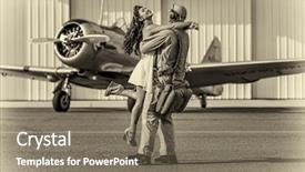  Presentation with pilot - PPT theme having vintage clothing with a pilot background and a gray colored foreground