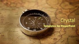  Presentation with navigation compass - PPT theme with vintage compass and old navigation map background and a tawny brown colored foreground