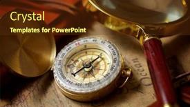  Presentation with navigation compass - Cool new presentation theme with vintage-compass-and-old-navigation backdrop and a tawny brown colored foreground