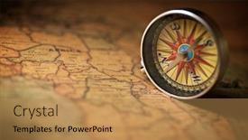  Presentation with navigation compass - Slides featuring vintage-compass-and-old-navigation background and a coral colored foreground