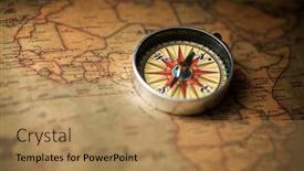  Presentation with navigation compass - Slide set with vintage-compass-and-old-navigation background and a coral colored foreground