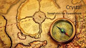  Presentation with north pole - Slide set with vintage compass lies background and a gold colored foreground