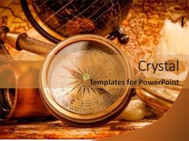 Vintage Compass Magnifying Glass Pocket PPT template 42 | CrystalGraphics