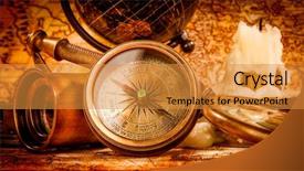  Presentation with vintage compass - Beautiful PPT theme featuring vintage compass magnifying glass pocket backdrop and a gold colored foreground