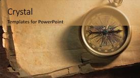  Presentation with vintage compass - Slide deck having vintage compass on the very background and a yellow colored foreground