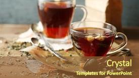  Presentation with tea - Beautiful presentation featuring vintage composition with herbal tea backdrop and a tawny brown colored foreground