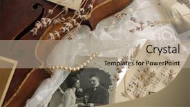  Presentation with vintage music - Slides enhanced with vintage composition with old violin background and a mint green colored foreground