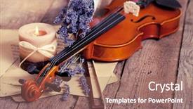  Presentation with vintage music - Cool new theme with vintage composition with violin backdrop and a coral colored foreground