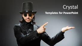 Presentation with top hat - Colorful slide set enhanced with vintage concept with man wearing black top hat backdrop and a dark gray colored foreground