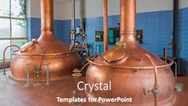  Presentation with brewery - Slide deck having laboratory europe - vintage copper kettle in brewery background and a red colored foreground