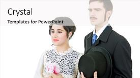  Presentation with wedding white - Amazing theme having vintage couple in there wedding isolated on white backdrop and a white colored foreground