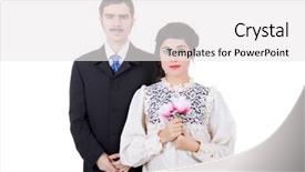  Presentation with white wedding - Presentation theme consisting of vintage couple in there wedding isolated on white background and a white colored foreground