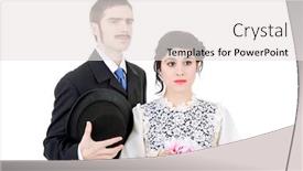  Presentation with white wedding - Amazing PPT theme having vintage couple in there wedding isolated on white backdrop and a white colored foreground