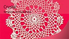  Presentation with crocheted - PPT theme featuring vintage crocheted doily background and a red colored foreground