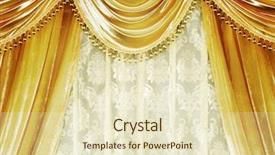  Presentation with luxury gold - Cool new presentation theme with gold brown - luxury velvet curtain backdrop and a soft green colored foreground