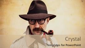  Presentation with detective - PPT theme enhanced with vintage-detective-smoking-a-pipe background and a soft green colored foreground