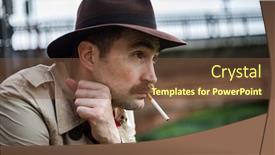  Presentation with detective - PPT theme featuring vintage-detective-smoking-a-sigarette background and a tawny brown colored foreground