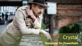  Presentation with detective - PPT theme enhanced with vintage-detective-smoking-a-sigarette background and a tawny brown colored foreground