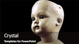  Presentation with doll - Slide set having vintage doll face isolated background and a black colored foreground