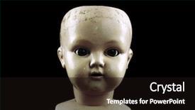  Presentation with doll - Presentation theme featuring vintage doll face isolated background and a wine colored foreground