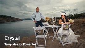  Presentation with bride and groom - Cool new slides with vintage doves - bride and groom next backdrop and a tawny brown colored foreground