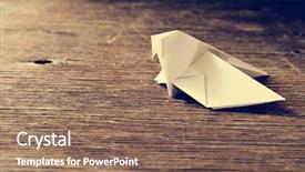  Presentation with bird - Colorful PPT theme enhanced with vintage doves - origami bird on a rustic backdrop and a violet colored foreground